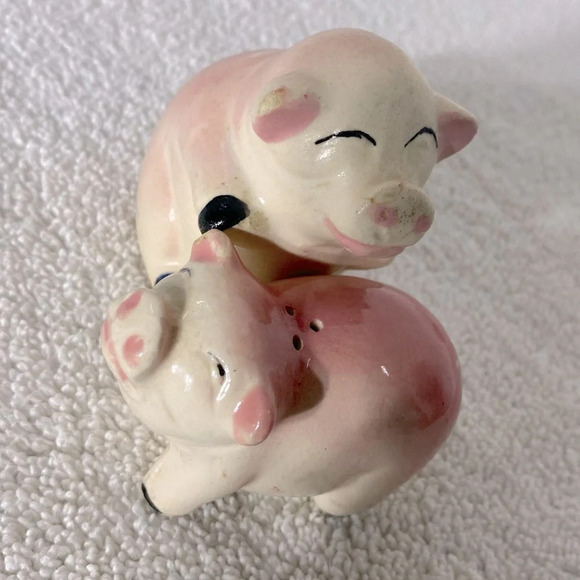 Vintage Ceramic Pigs Salt & Pepper Shakers - Picture 3 of 10